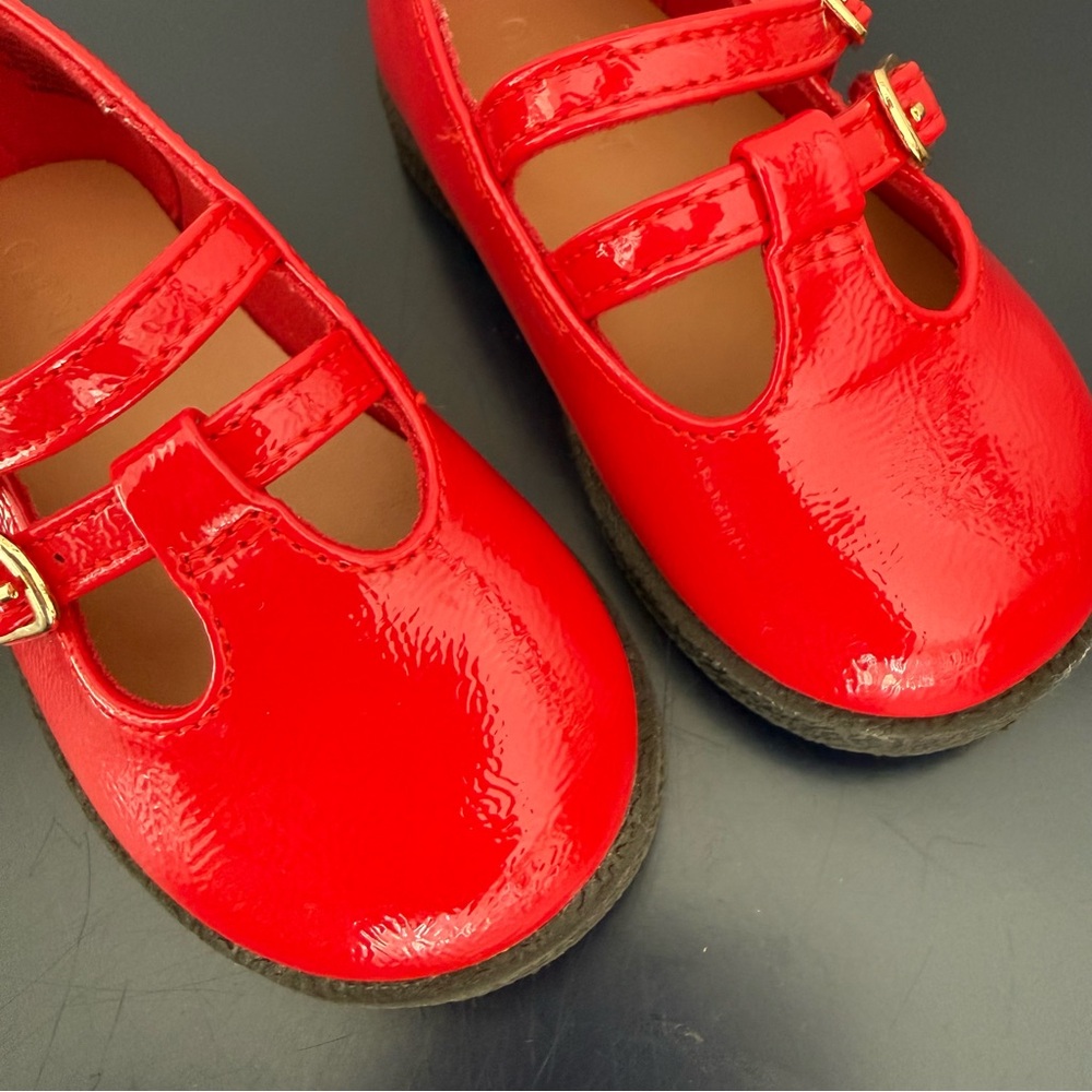 Old Navy Toddler Girls Mary Jane Red Buckle Flat Shoes Size 6c - Picture 3 of 7